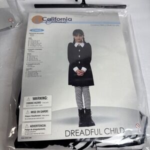 CALIFORNIA‎ COSTUME Wednesday Tween Dreadful Child Sz-S 6-8 Black w/Pants